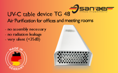 New UV-C table device – designed to disinfect and purify air in offices – san:aer TG48