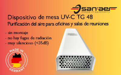 Nuevo dispositivo de mesa UV-C – diseñado para desinfectar y purificar el aire en las oficinas – san:aer TG48